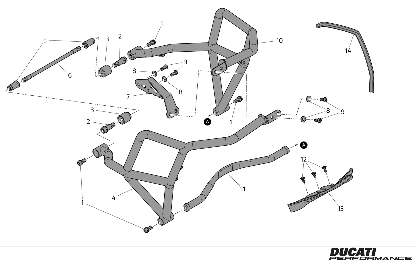 DUCATI DesertX 96781851AA L Steel Pipe Engine Guard DP Genuine Product