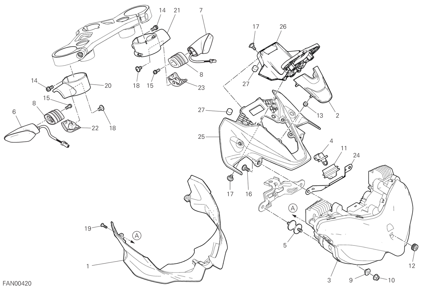 DUCATI 純正部品 8291I991A 右フロントフラッシャーライトマウント StreetFighterV2