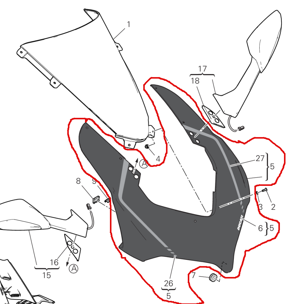 DUCATI Panigale V4SP 2021 Genuine Upper Fairing Painted + V4SP Line Genuine Product 48114261AC