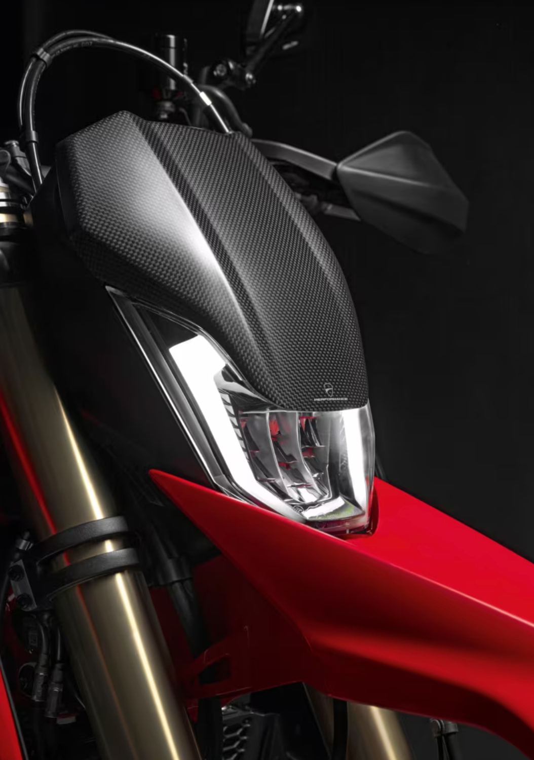DUCATI HyperMotard 698 MONO Carbon Fiber Headlight Fairing (Part Number: 96981781AA) for Ducati Hypermotard 698 (Genuine DP Part Number)