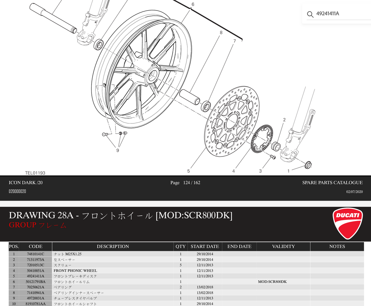 DUCATI Scrambler 800 Genuine Italian Ducati Disc 1 Piece 49241411A