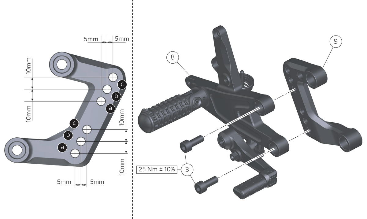 DUCATI 2025-2026 Panigale V4 Street Adjustable Rider Footpeg Step Kit 96281073AA Genuine Panigale V4 DP