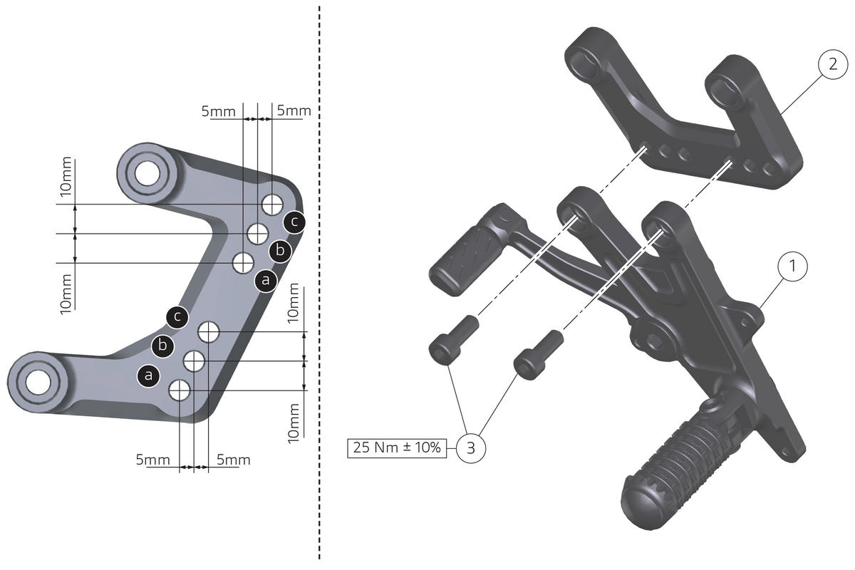 DUCATI 2025-2026 Panigale V4 Street Adjustable Rider Footpeg Step Kit 96281073AA Genuine Panigale V4 DP