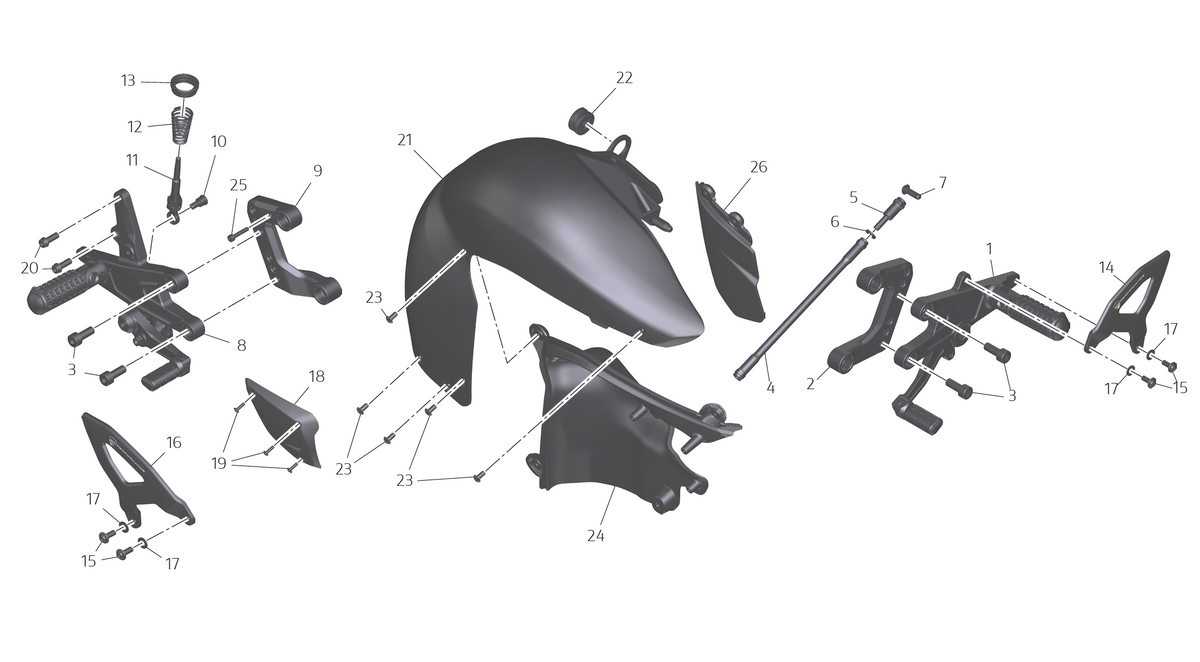 DUCATI 2025-2026 Panigale V4 Street Adjustable Rider Footpeg Step Kit 96281073AA Genuine Panigale V4 DP