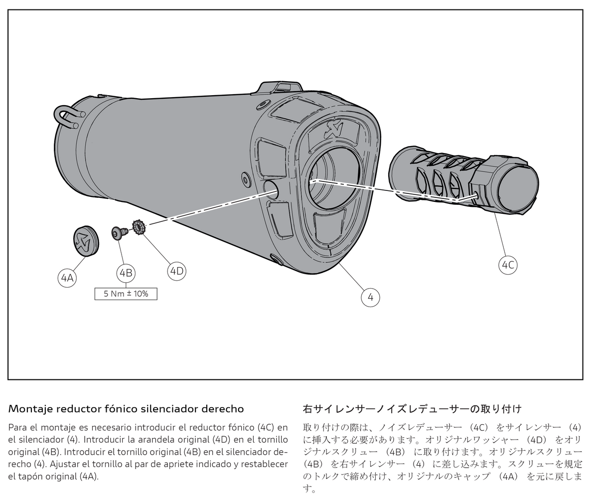 DUCATI パニガーレV4 2018-2024 アクラポヴィッチ エキゾースト用 サイレントバッフル db キラー PanigaleV4 AKRAPOVIC 96481631A