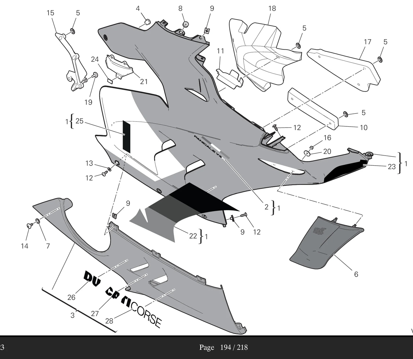 DUCATI 2023-2024 Panigale V4R Painted Genuine Lower Fairing Right Side 4801C471AC Panigale V4R Ducati