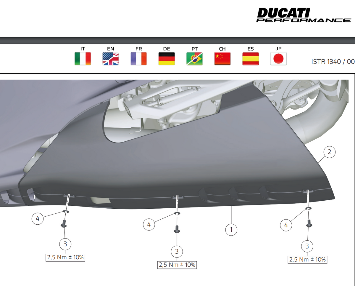 DUCATI 2025-2026 Panigale V4 レーシング ロアフェアリングset 97181321AA アクラポビッチ フルエキ / サイレンサー用 DP純正品