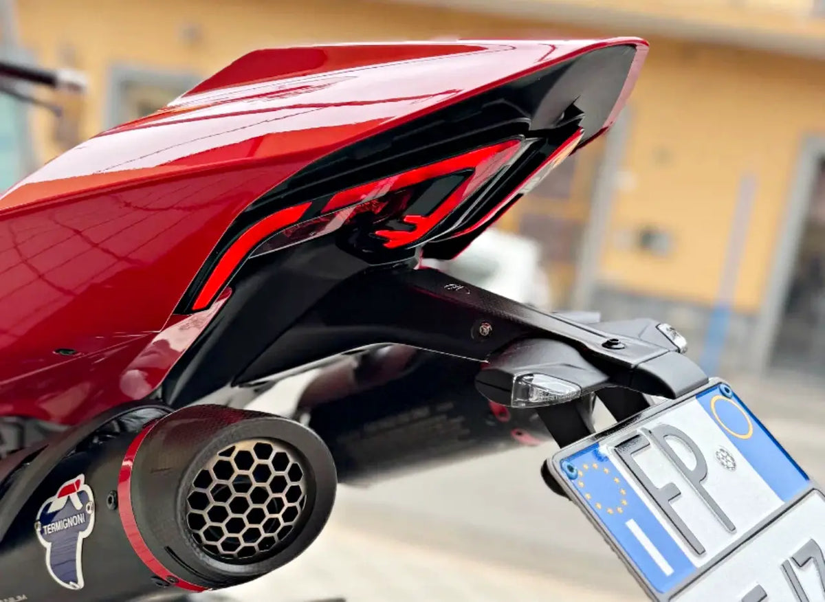 In Stock DUCATI 2025 Panigale V4 V2 Carbon license plate holder 97382132AA Micro LED turn indicators included SFV4 DP genuine