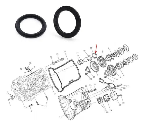DUCATI 純正 78811131A Valve Cover Gasket INTERNAL 2個入り V2 1299 1199 959 899 HM698