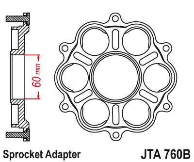JTスプロケット JTA760B 6穴 リア スプロケット キャリア ブラック DUCATI JT Sprockets
