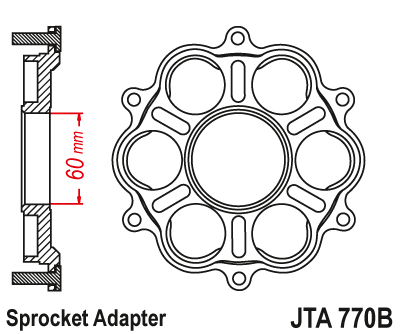JTスプロケット JTA770B 6穴 リア スプロケット キャリア ブラック DUCATI JT Sprockets