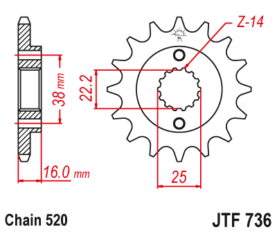 JT Sprockets JTF736-520 Front Sprocket for DUCATI 748, Monster 797, 900SS, Scrambler 800, JT Sprockets 15t