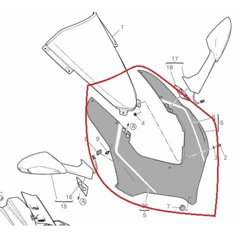 DUCATI パニガーレ V4R 2021 純正アッパーフェアリング 塗装済み+ V4Rライン Panigale V4 /V4R ドゥカティ 正規純正品 48114151AA