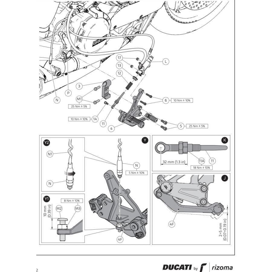 DUCATI Panigale V2 Back Step Set Panigale V2 2020-2022 Ducati Performance Genuine Genuine Footpeg 96280621AA