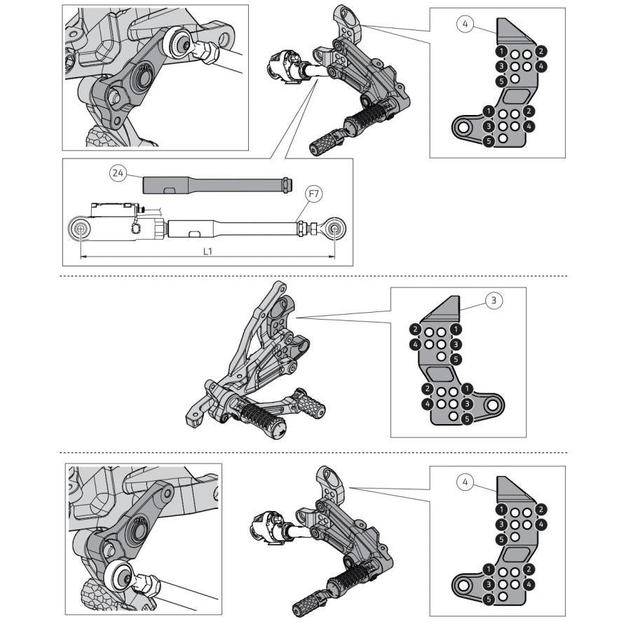 Italy in stock DUCATI CORSE Panigale SuperLeggera V4 aluminum adjustable rider footpegs 96280651AA Ducati Corse Panigale V4 foldable step kit