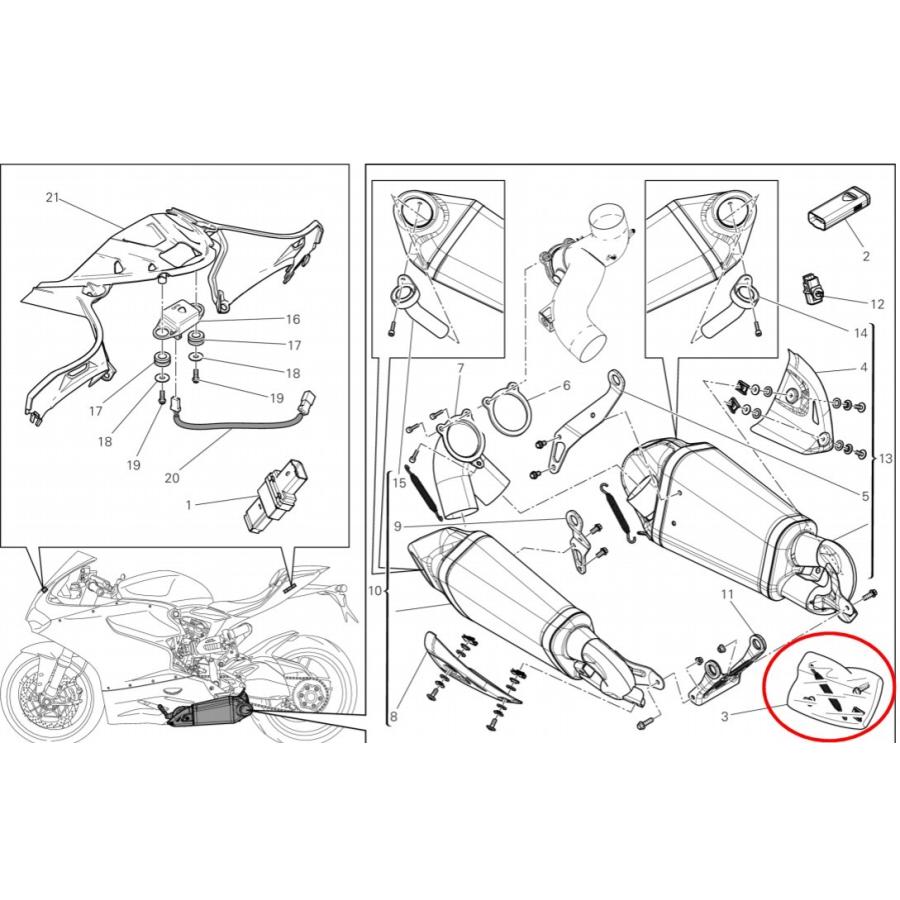 DUCATI 1299/1199/899 Panigale Termignoni Silencer Small Parts Kit 96301512A Genuine TERMIGNONI Parts