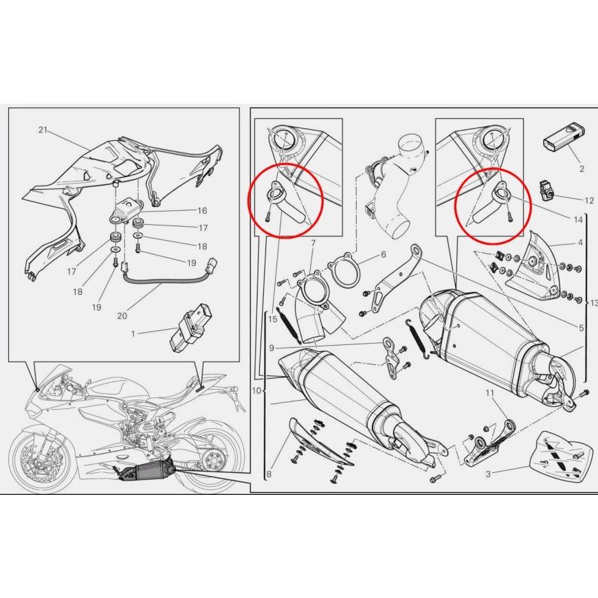 No mounting bolts DUCATI Genuine Termignoni Panigale 1199 1299 Silent Baffle Left/Right set 96301912A + 96302012A