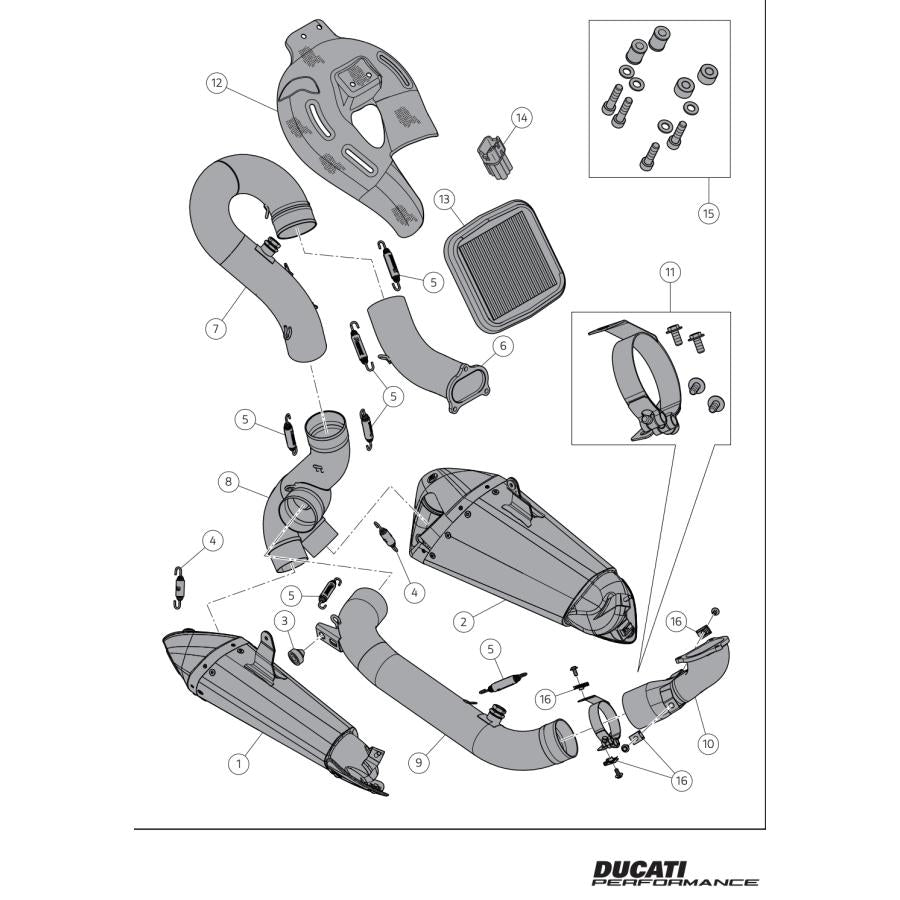 Italy In stock Ducati Panigale V2 Titanium Complete Exhaust Unit Full Exhaust 96481722AA DUCATI Panigale AKRAPOVIC