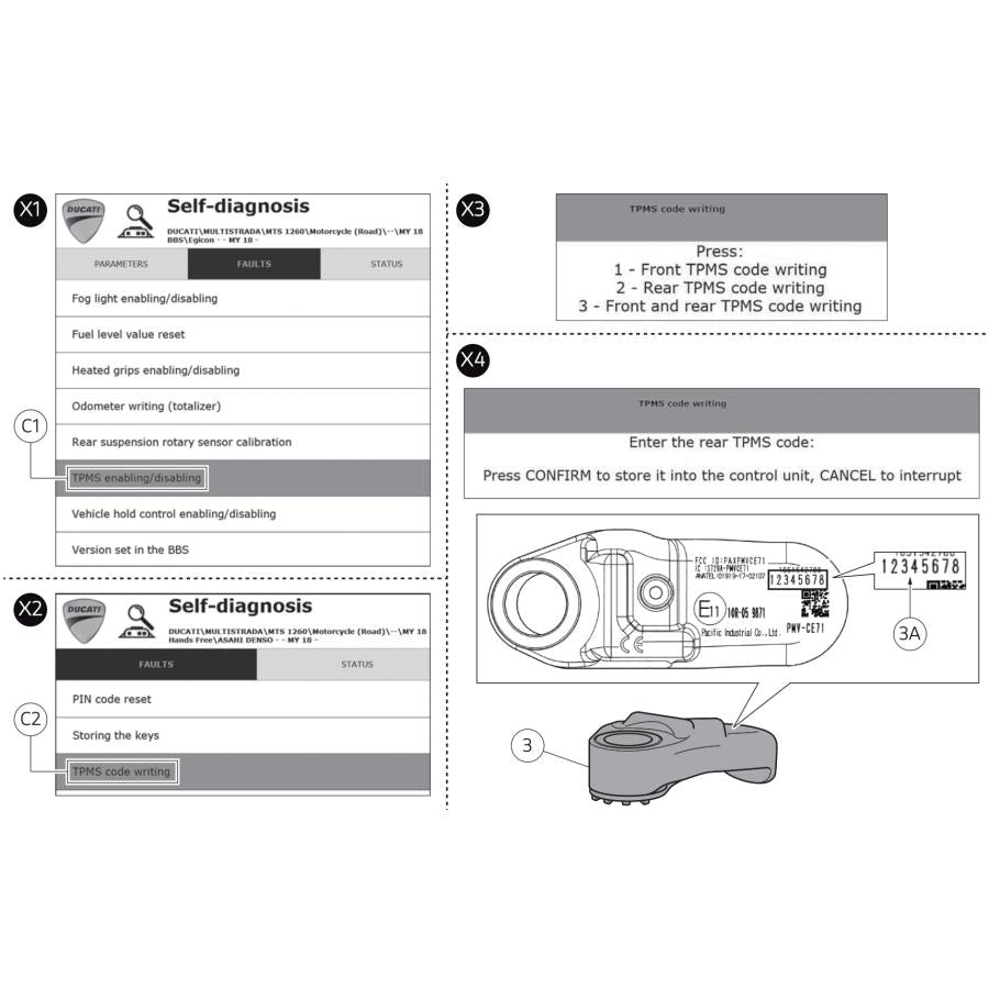 DUCATI Multistrada V4S Tire Pressure Sensor Set of 2 TPMS Multistrada V4 PikesPeak V4S Ducati DP Genuine Product 96681351AA 96680672A
