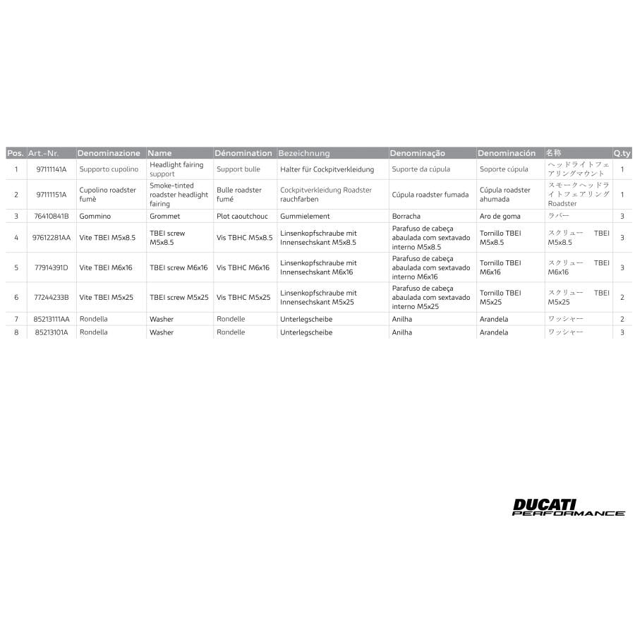 DUCATI StreetFighterV4 Smoke Windscreen Ducati StreetFighter V4 DP Genuine Product 97180861AA