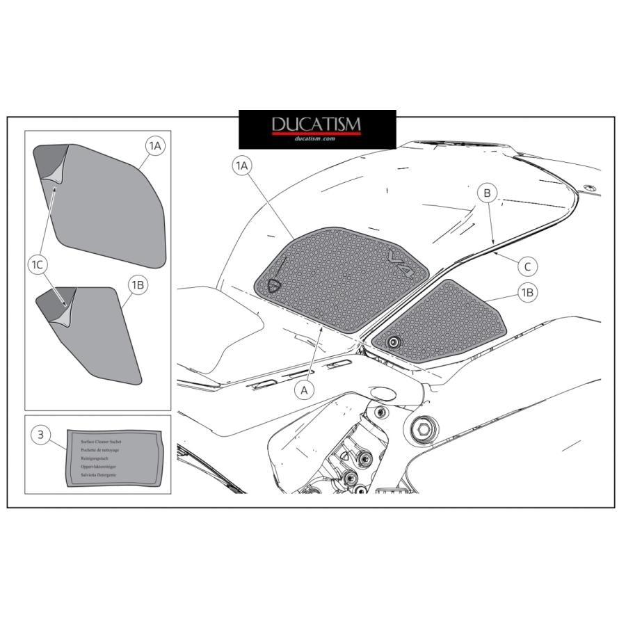 DUCATI 2022- Panigale V4 Anti-slip Tank Side Pad 97480321AA 2023- StreetFighterV4 DP Genuine