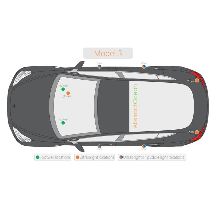 In Stock TESLA Model 3/S/X High Brightness LED Interior Light Abstract Oceans Genuine Product White/Red/Blue Trunk Door etc. Tesla Model S/3/X (2014-2022) Price for 1