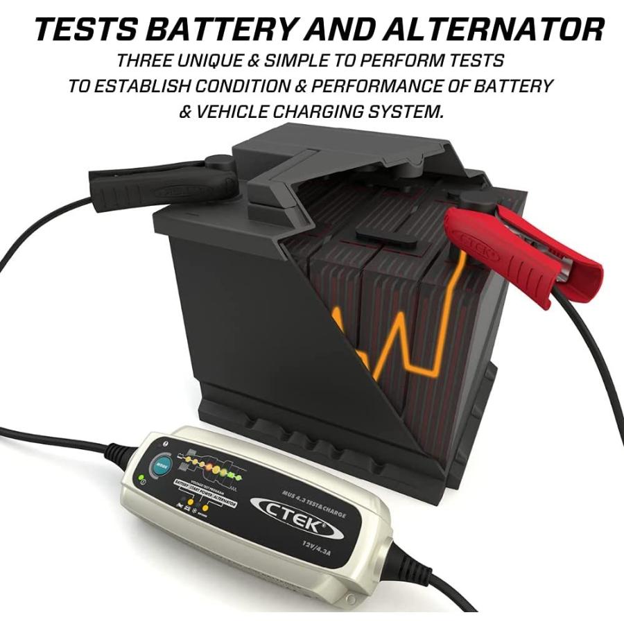 あすつく CTEK MUS4.3 TEST&CHARGE シーテック 12V バッテリー充電器 テスト&チャージ バッテリーテスター 1年保証