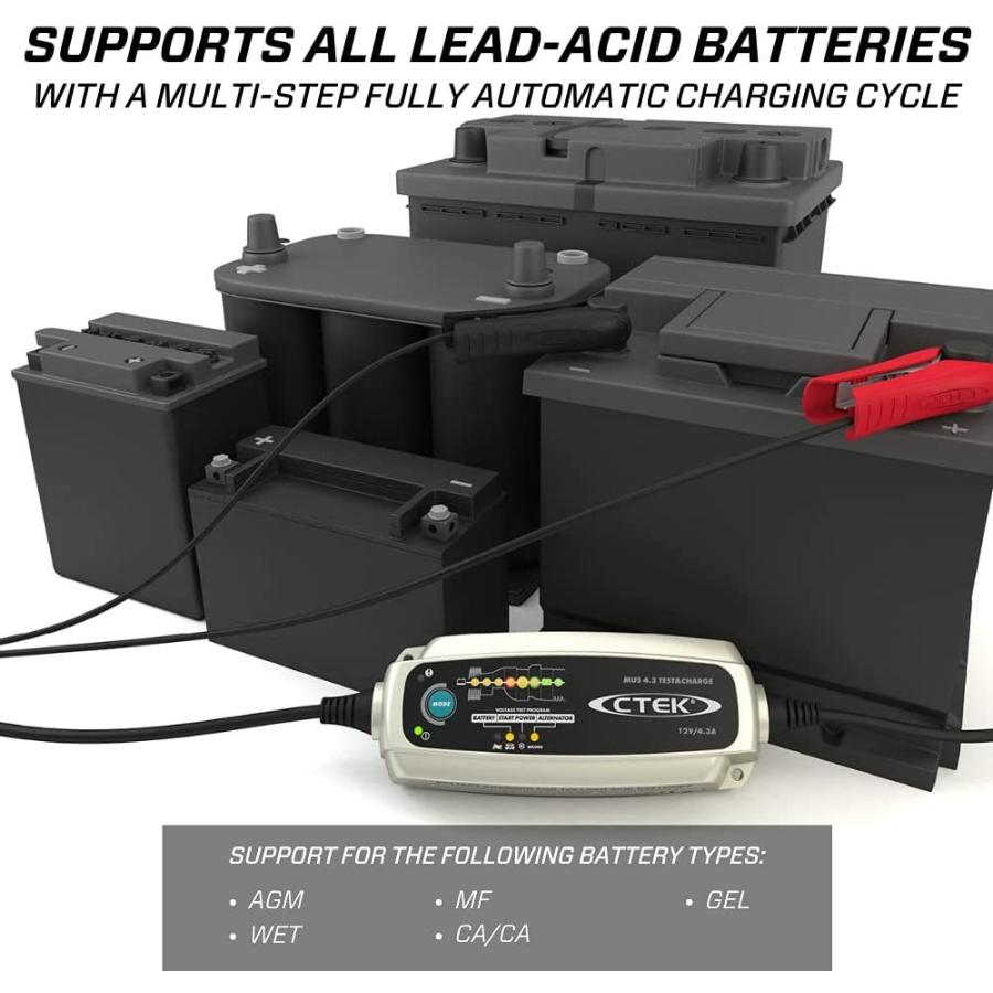 あすつく CTEK MUS4.3 TEST&CHARGE シーテック 12V バッテリー充電器 テスト&チャージ バッテリーテスター 1年保証