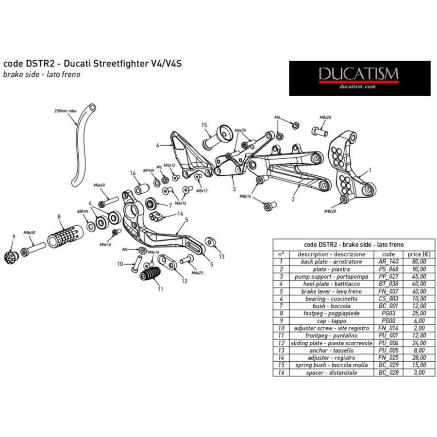 Italy in stock DUCATI Street Fighter V4 Bonamici Racing DSTR2 Bonamici Racing Adjustable Step Kit Ducati StreetFighterV4