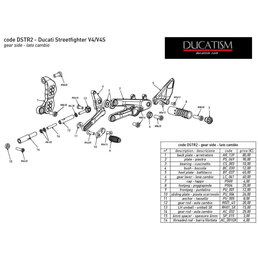 Italy in stock DUCATI Street Fighter V4 Bonamici Racing DSTR2 Bonamici Racing Adjustable Step Kit Ducati StreetFighterV4