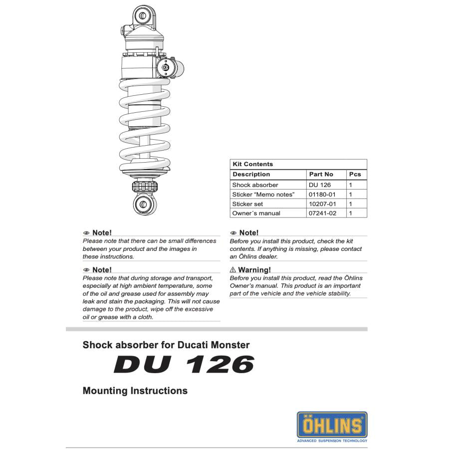 Italy stock DU126 OHLINS Monster 950 rear suspension DUCATI Monster 950+ 937 S46DR1B