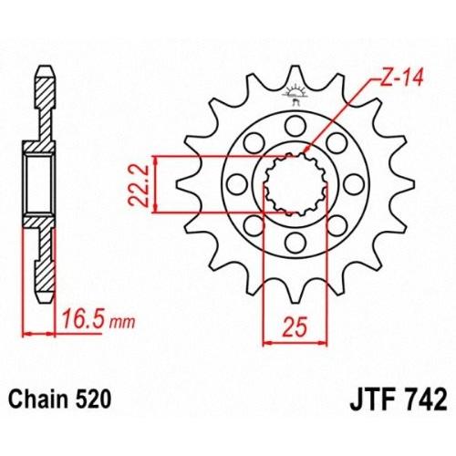 JTスプロケット JTF742 フロントスプロケット 520 DUCATI 996R/998R/Monster1100Evo/848Evo/1098R/1198R.. JT Sprockets