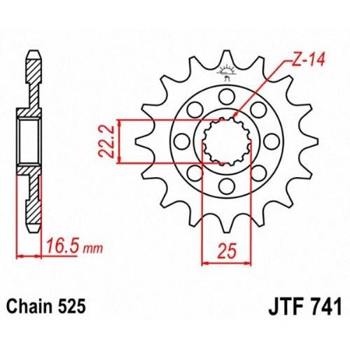 JTスプロケット JTF741 525 フロントスプロケット DUCATI 996R/998R/Monster1100Evo/848Evo/1098R/1198R.. JT Sprockets
