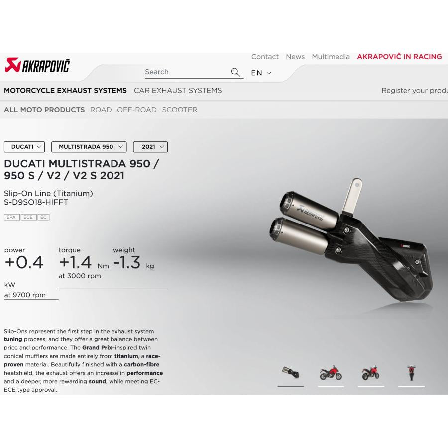 イタリア在庫あり ドゥカティ MULTISTRADA 950 950S V2 2022 e5承認サイレンサー アクラポビッチ DUCATI ムルティストラーダ S-D9SO18-HIFFT