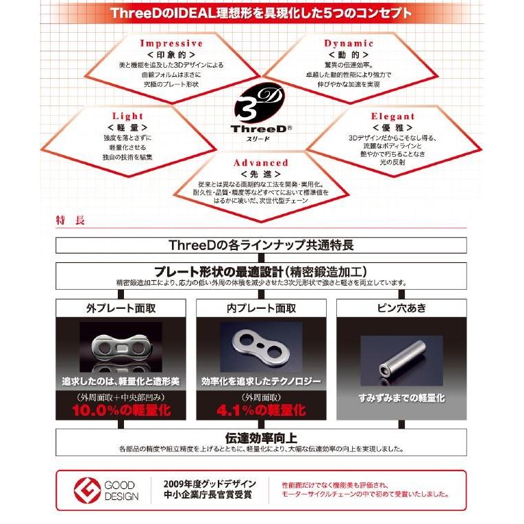 ThreeD スリード 520Z GP ゴールド ブラック シルバー チェーン 110L 120L DUCATI 520Z-GP/GP-110 120 MLJ EK 江沼チェーン 日本製