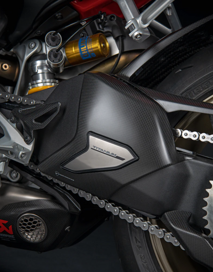 DUCATI StreetFighterV4 Swingarm Carbon &amp; Titanium Protector Cover Ducati DP Genuine 96981272BA