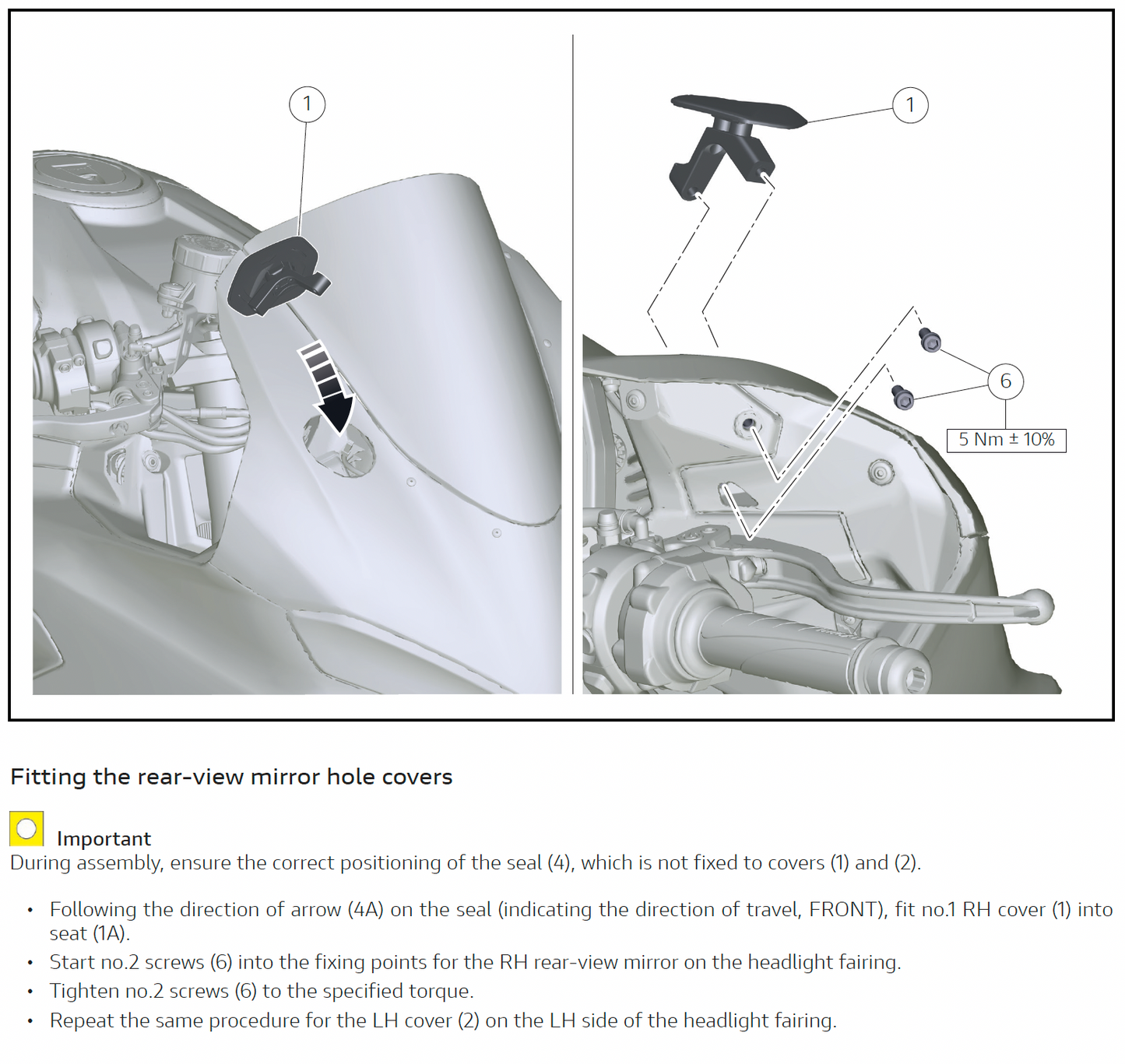 DUCATI 2025 Panigale V2 Mirror Hole Cover DP Genuine Ducati 97382271AA Panigale V2