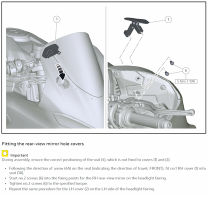 DUCATI 2025 Panigale V2 Mirror Hole Cover DP Genuine Ducati 97382271AA Panigale V2