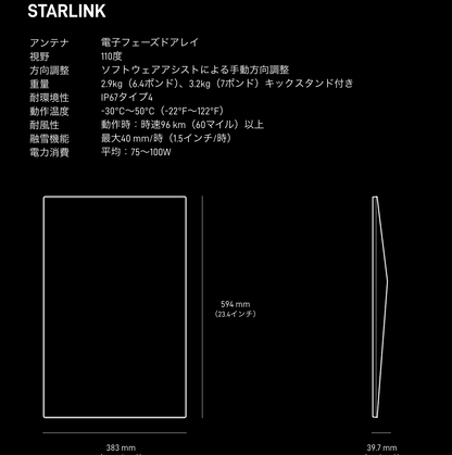 Starlink スターリンク 2026 Gen3 衛星インターネット通信 アンテナ Starlink スターリンク 2026 Gen3 衛星インターネット通信 アンテナ