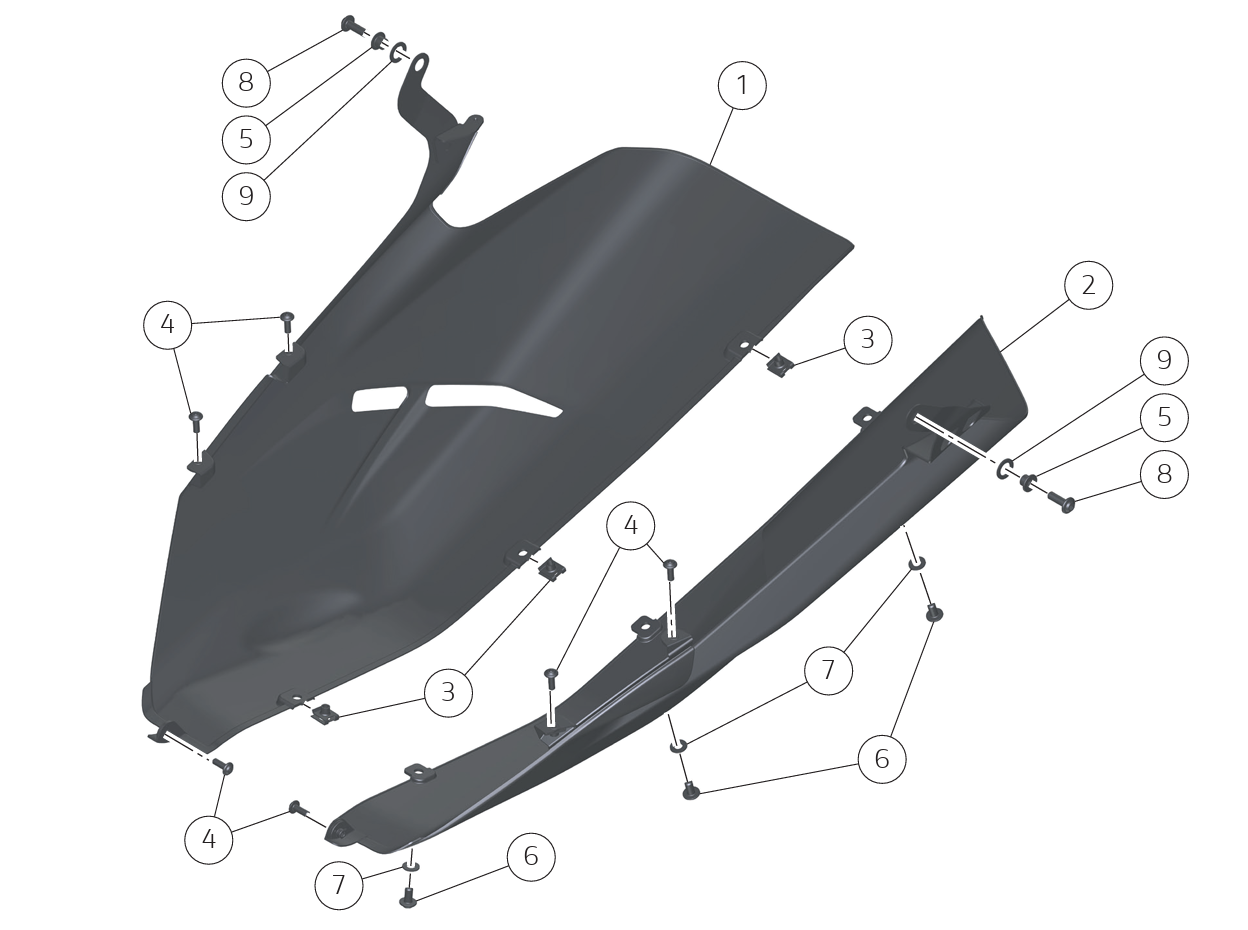 DUCATI 2025-2026 Panigale V4 Carbon Racing Lower Fairing Set for Akrapovič Full Exhaust / Silencer 96982291AA DP Genuine