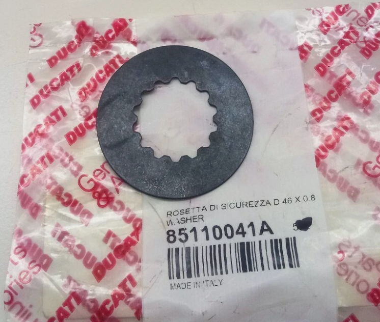 In Stock: DUCATI Genuine Front Drive Sprocket Fixing Nut and Lock Washer (85110041A) (1 Piece)