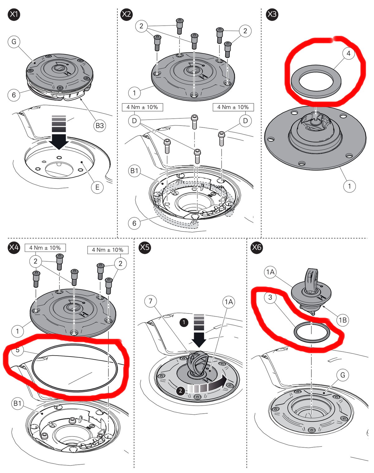 DUCATI TANK CAP SEAL KIT RIZOMA 97780061A Panigale V4/1299/1199 フィラープラグ シールキット StreetFighter V4 タンクキャップ 97780051BB  用