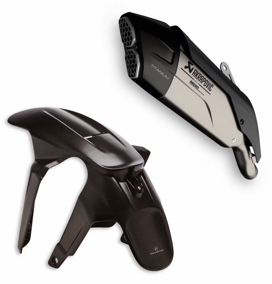 Akrapovic Titanium Carbon Fiber Silencer/Carbon Fiber Front Mudguard for DUCATI MULTISTRADA V4 2025-2026 (97981451BA)