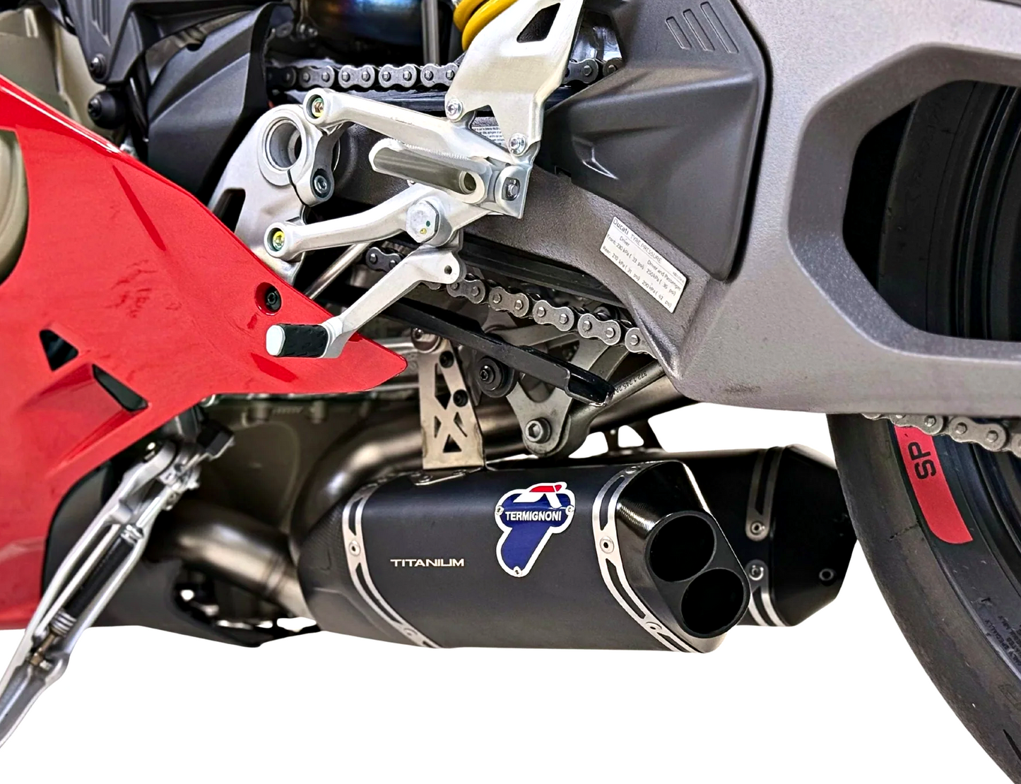 DUCATI 2025-2026 Panigale V4 Slip-On Exhaust Unit D23509440INA Termignoni, in stock in Italy.