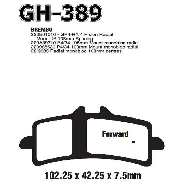 GoodRidge GH389 グッドリッジブレーキパッド brembo ブレンボキャリパー用 PanigaleV4/1299/1199/1 –  DUCATISM