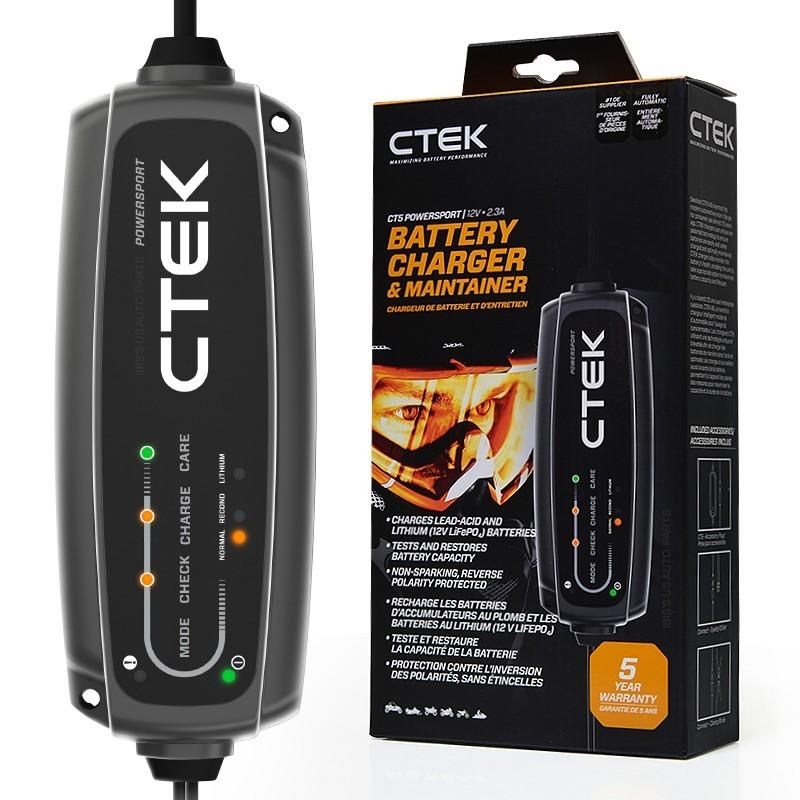 CTEK CT5 PowerSport Latest All Lead/MF/AGM/Gel/Lithium/LiFePO4 Battery Charger Maintainer 12V Charger CTEK 1 Year Warranty